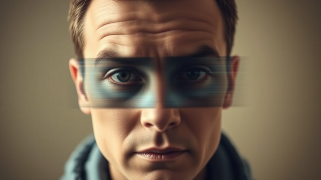 Person experiencing strabismus double vision difficulties