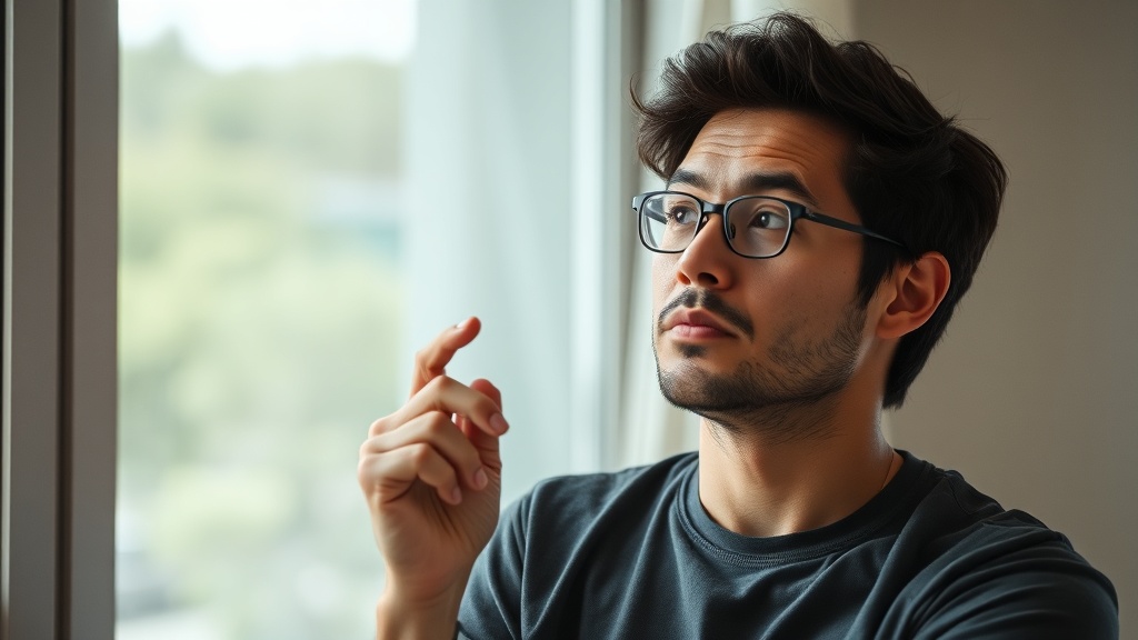 Person contemplating strabismus surgery decision