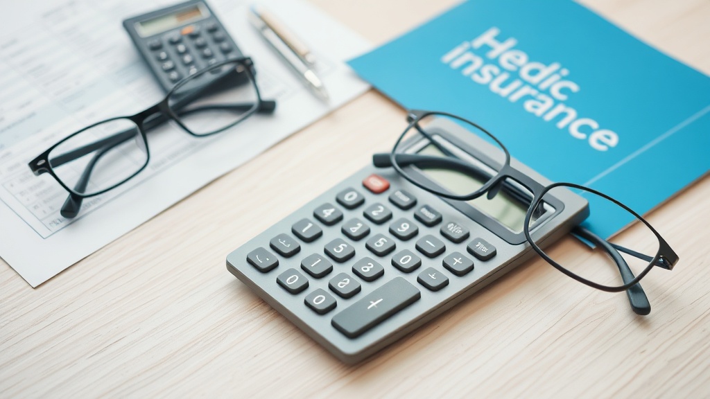 Calculator with medical documents representing strabismus surgery costs